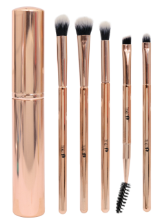 Kit Brocha Ojos Metalica Oro Rosa